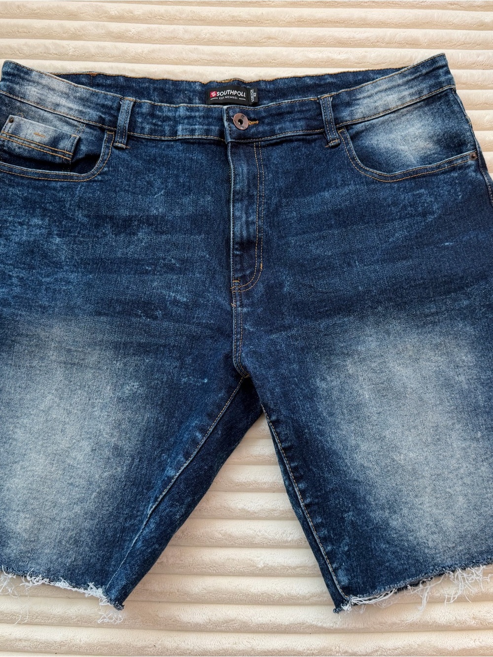 South Pole Men's Faded Indigo Cutoff Jean Shorts. Sz 42